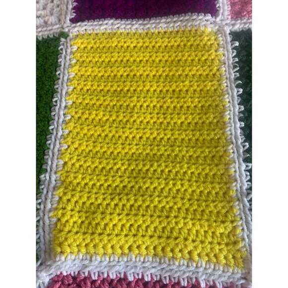 Handmade Colorful Patchwork Crochet Blanket - Picture 5 of 6